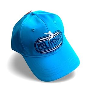 REEL LEGENDS PERFORMANCE OUTFITTERS ADJUSTABLE SNAPBACK HAT/CAP, TEAL UPF50+
